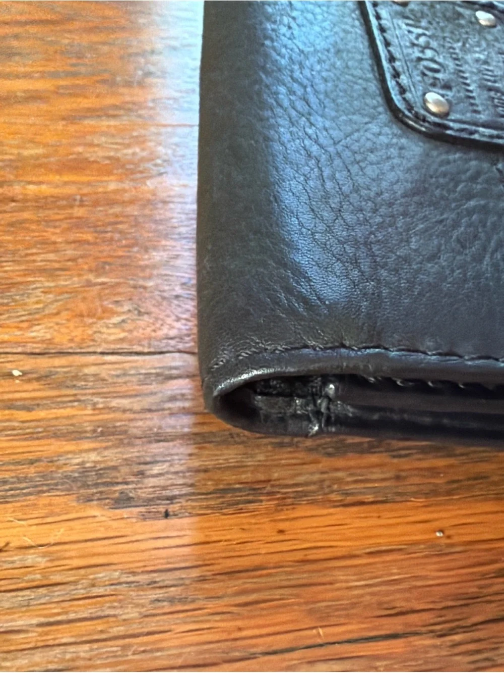 FOSSIL Long Live Vintage 1954 Trifold Wallet Women’s Black Leather 5.5'x4
